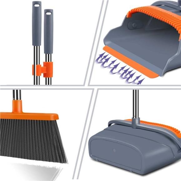 Upgrade Broom and Dustpan Set, Self-Cleaning with Dustpan Teeth, Indoor&Outdoor - Picture 4 of 8